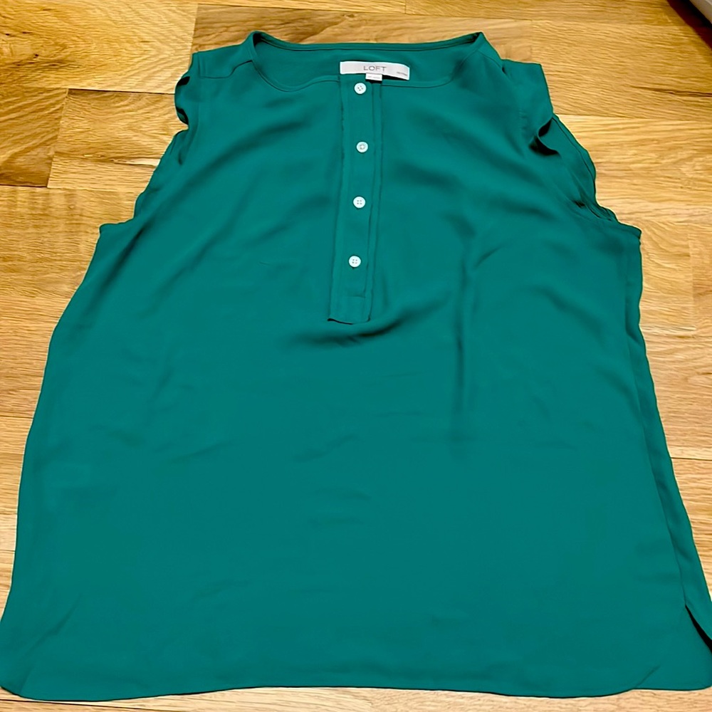 Green cap sleeve blouse- LOFT